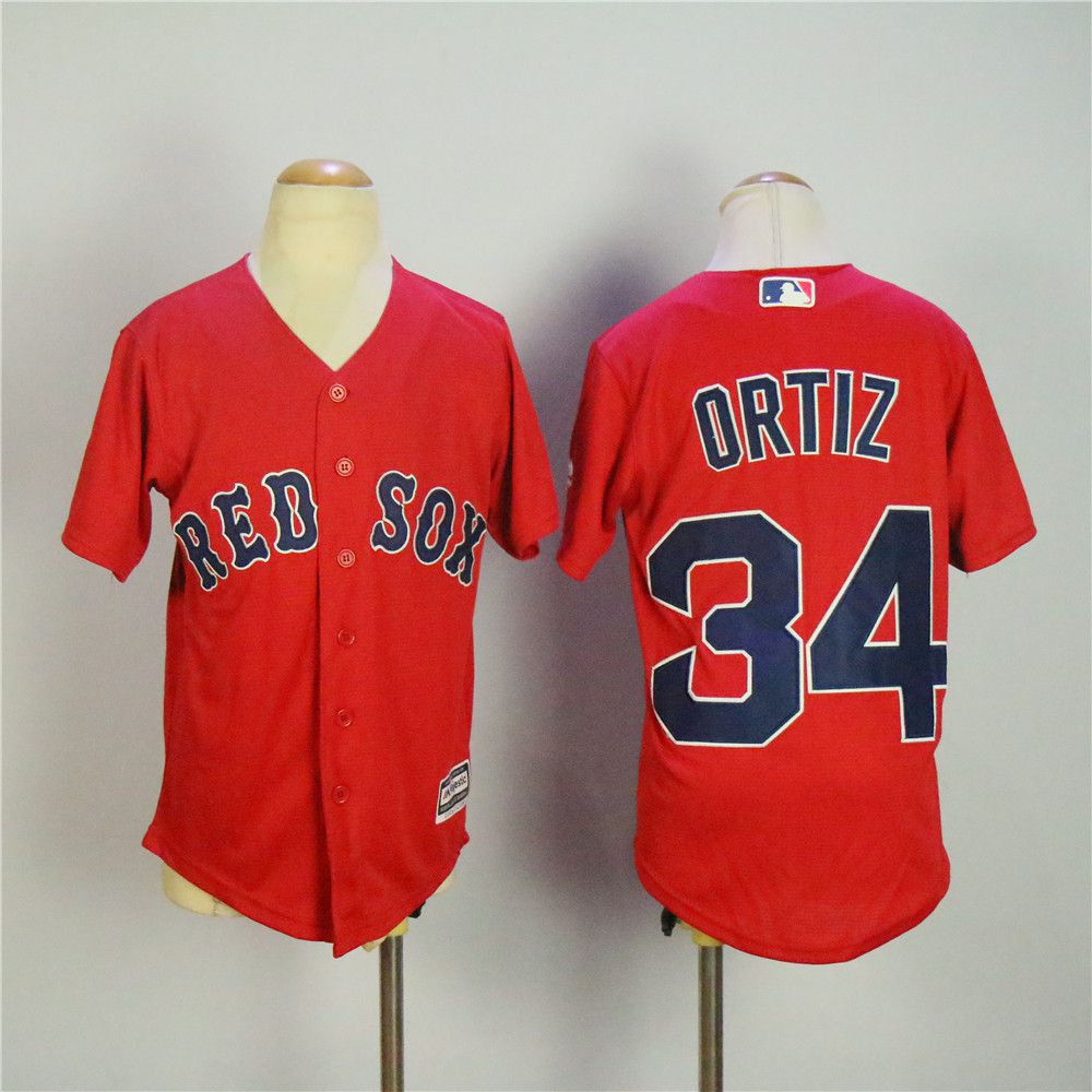 Youth Boston Red Sox 34 Ortiz Red MLB Jerseys1